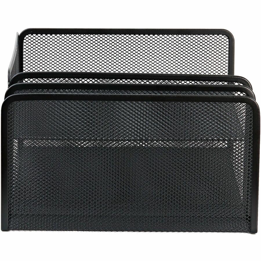 Lorell 4-Tier File Organizer - 4 Tier(s) - Horizontal/VerticalDesktop - Black - Steel Mesh - 1 Each