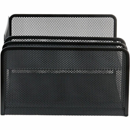 Lorell 4-Tier File Organizer - 4 Tier(s) - Horizontal/VerticalDesktop - Black - Steel Mesh - 1 Each