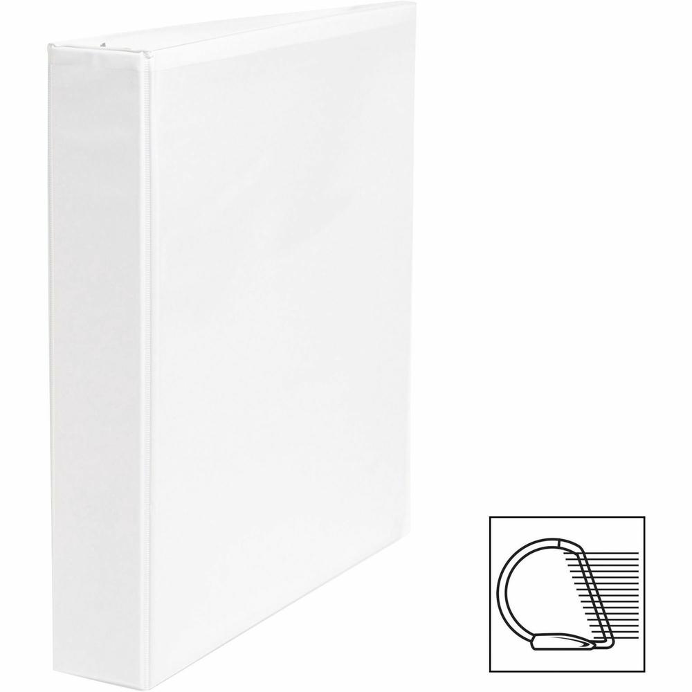 Business Source Basic D-Ring View Binder - 1 1/2" Binder Capacity - Letter - 8 1/2" x 11" Sheet Size - 375 Sheet Capacity - 3 x D-Ring Fastener(s) - Polypropylene, Chipboard - White - 1.12 lb - Clear