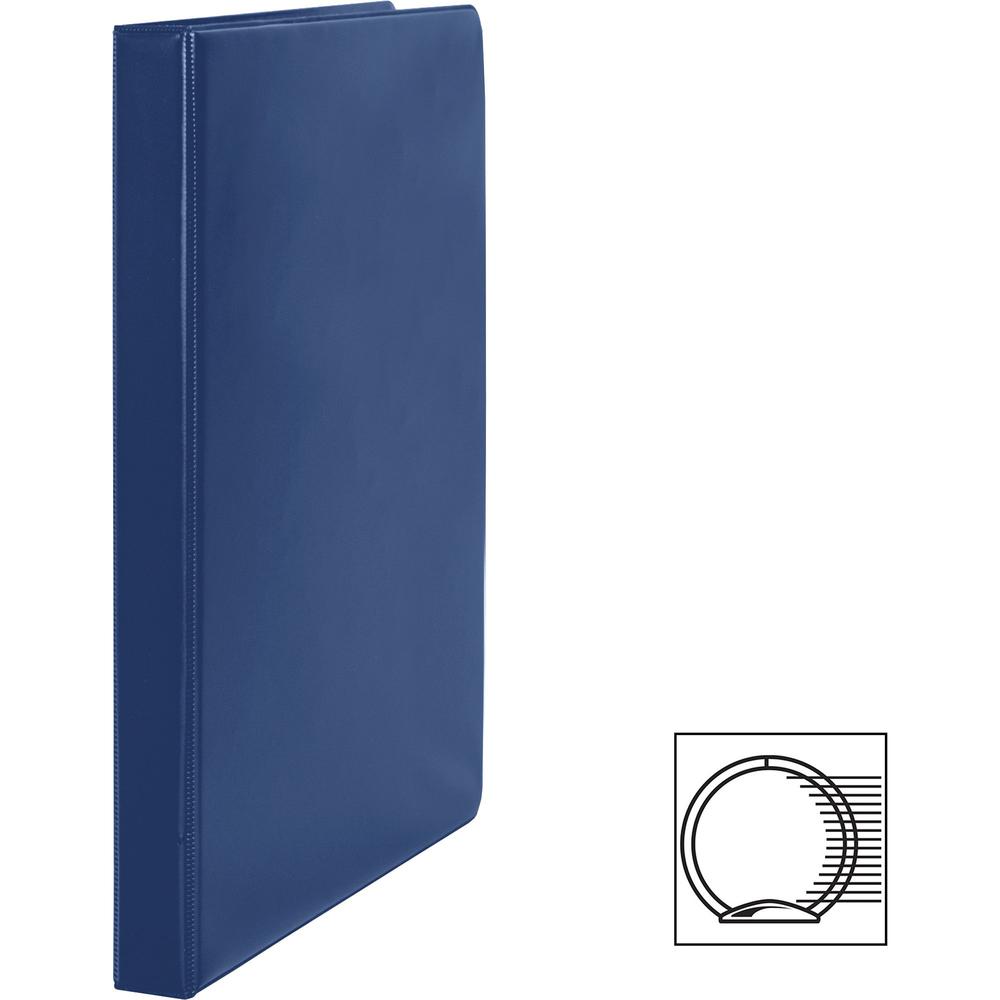 Business Source Basic Round Ring Binders - 1/2" Binder Capacity - Letter - 8 1/2" x 11" Sheet Size - Round Ring Fastener(s) - Vinyl - Dark Blue - 8.96 oz - 1 Each