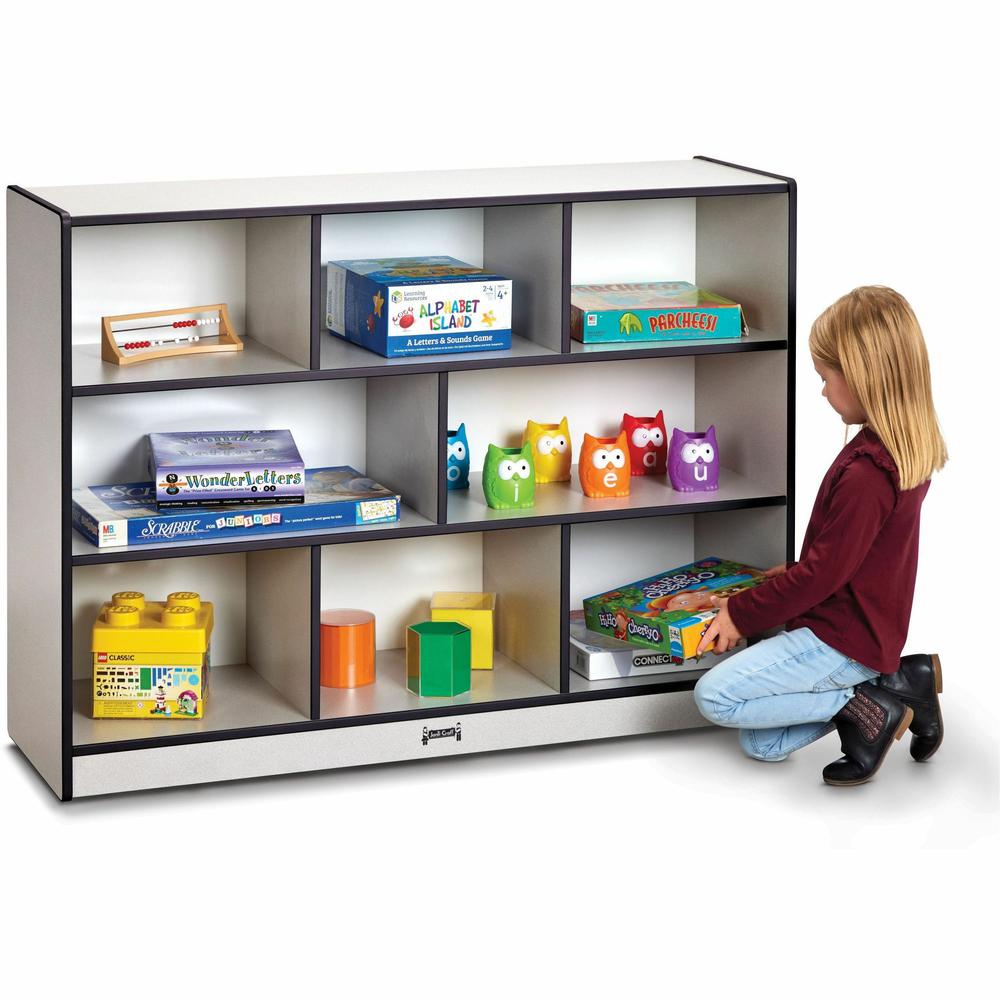 Jonti-Craft Rainbow Accents Super-size Mobile Storage - 35.5" Height x 48" Width x 15" Depth - Durable, Laminated - Black - Hard Rubber - 1 Each
