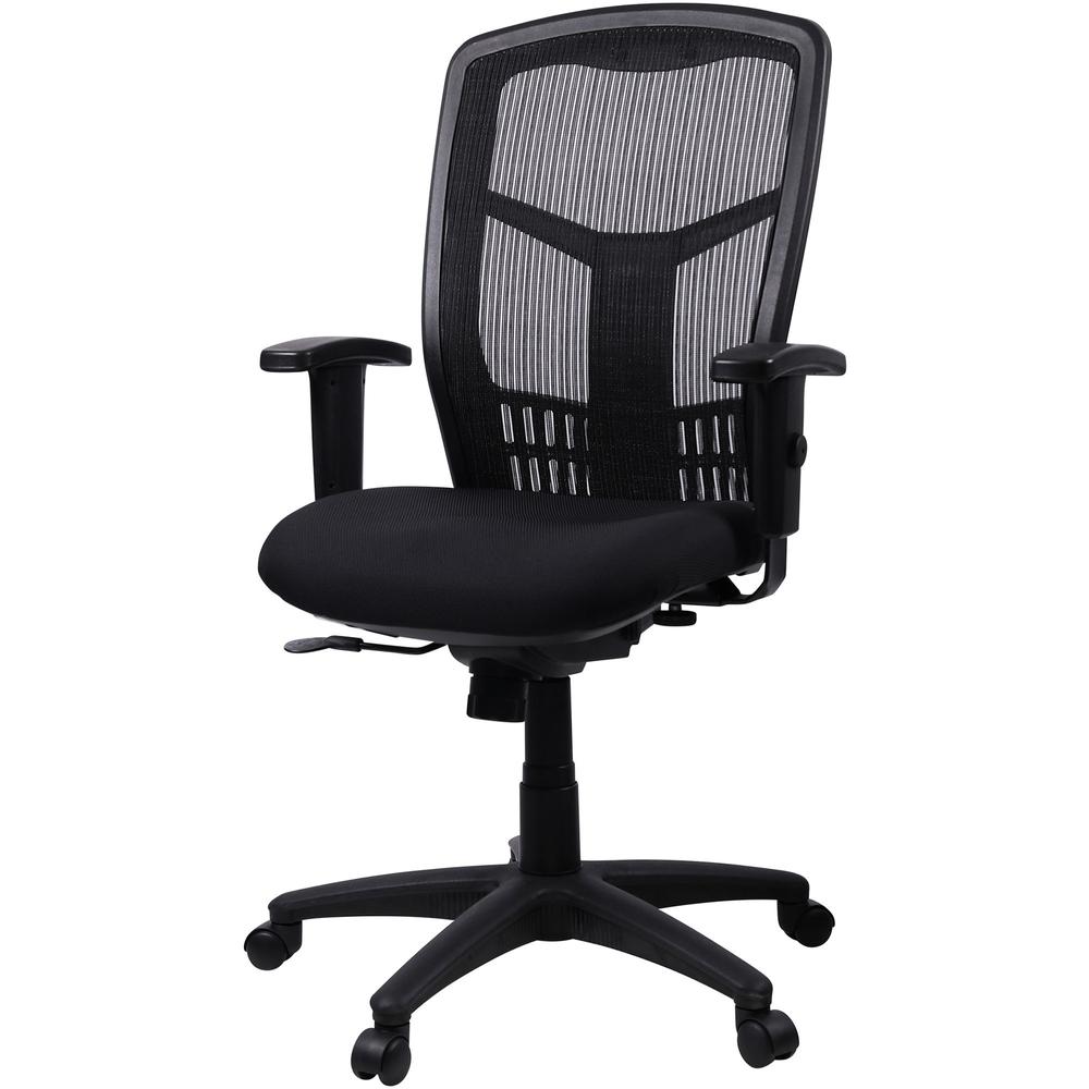 Lorell Executive Mesh High-back Swivel Chair - Black Fabric Seat - Steel Frame - Black - 1 Each