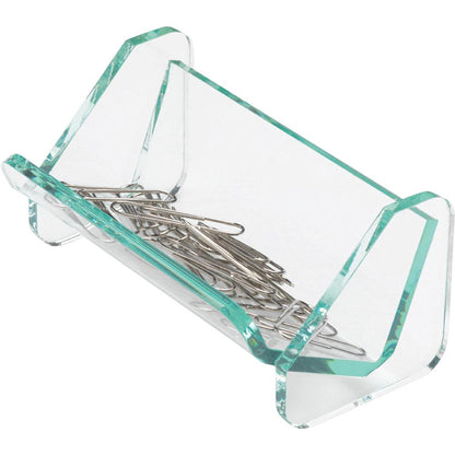 Lorell Paper Clip Holder - Acrylic - 1 Each - Green, Transparent