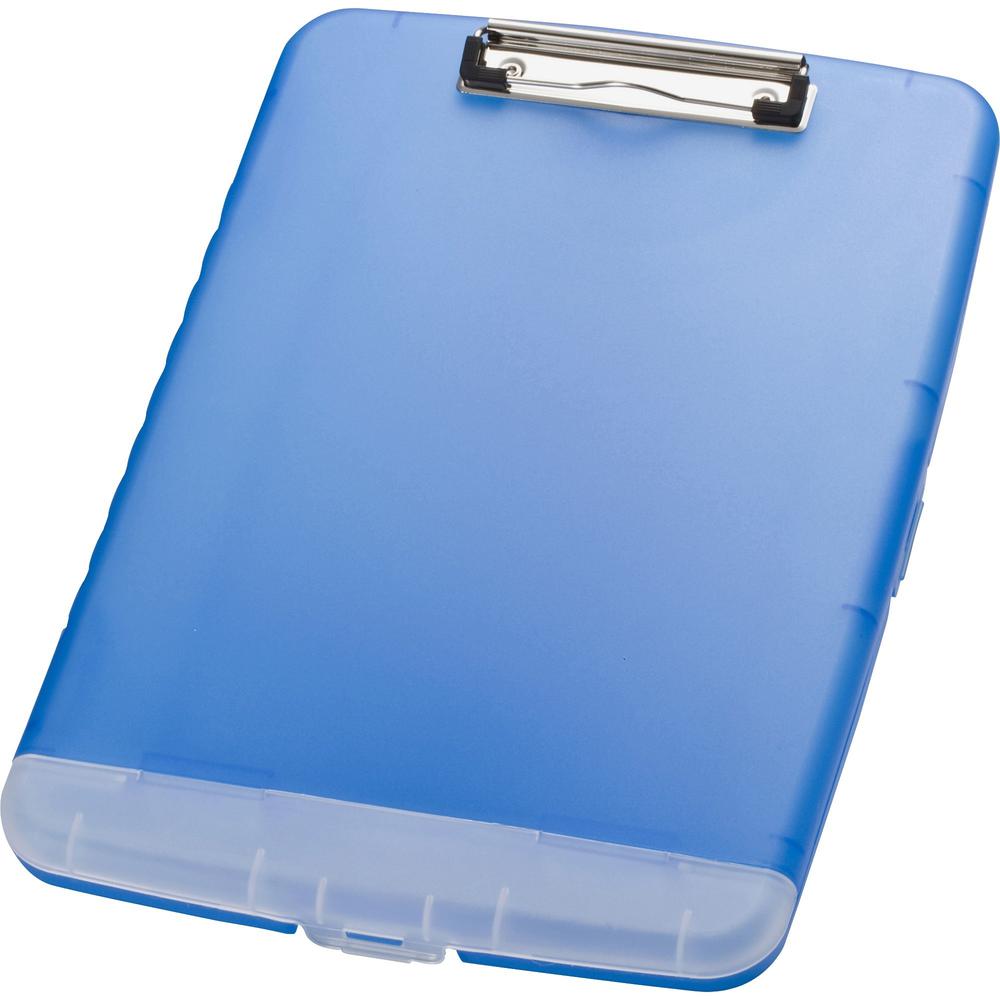 Officemate Slim Clipboard Storage Box - 1" Clip Capacity - 8 1/2" x 11" - Blue - 1 Each