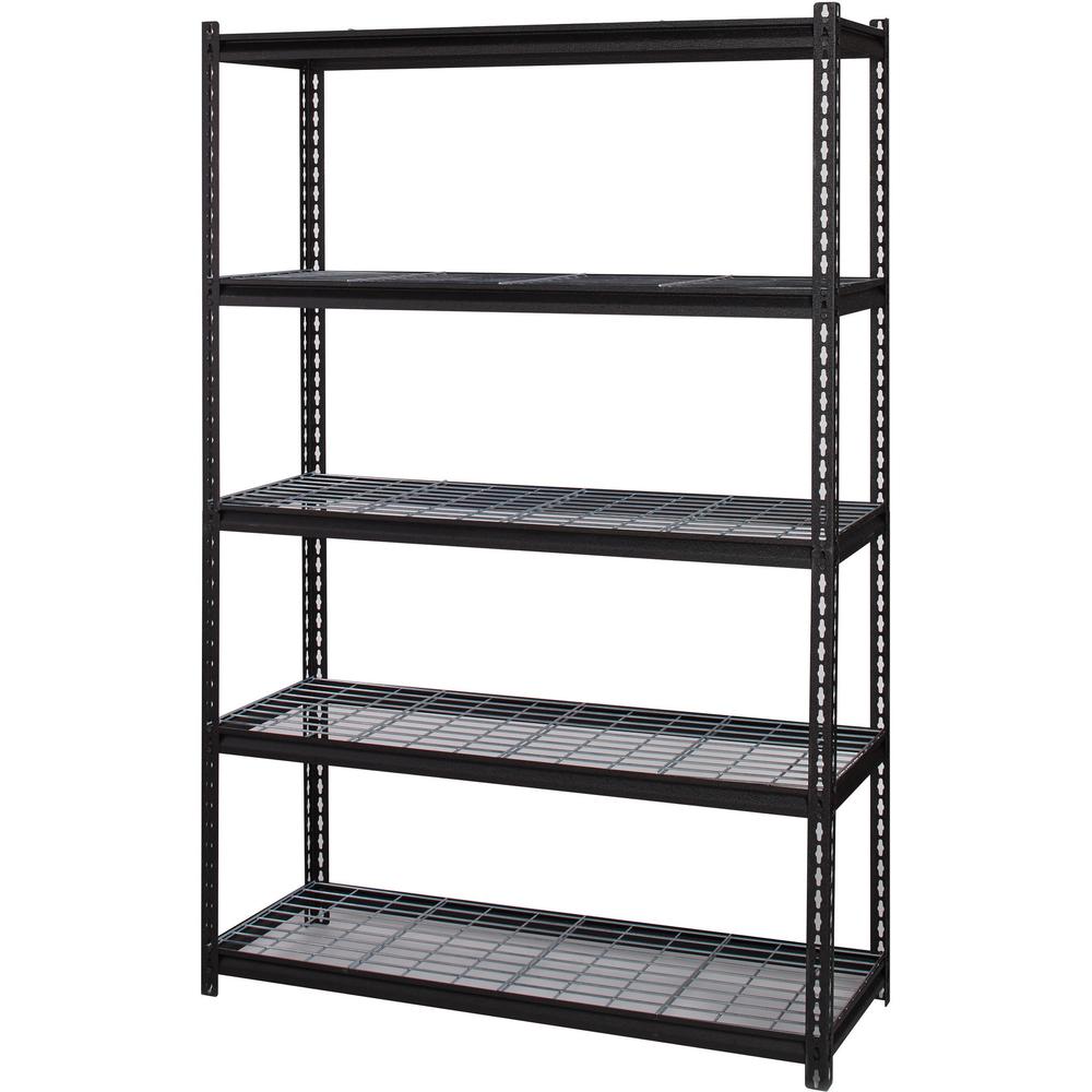 Lorell Wire Deck Shelving - 5 Shelf(ves) - 72" Height x 48" Width x 18" Depth - 28% Recycled - Black - Steel - 1 Each
