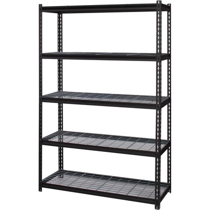 Lorell Wire Deck Shelving - 5 Shelf(ves) - 72" Height x 48" Width x 18" Depth - 28% Recycled - Black - Steel - 1 Each