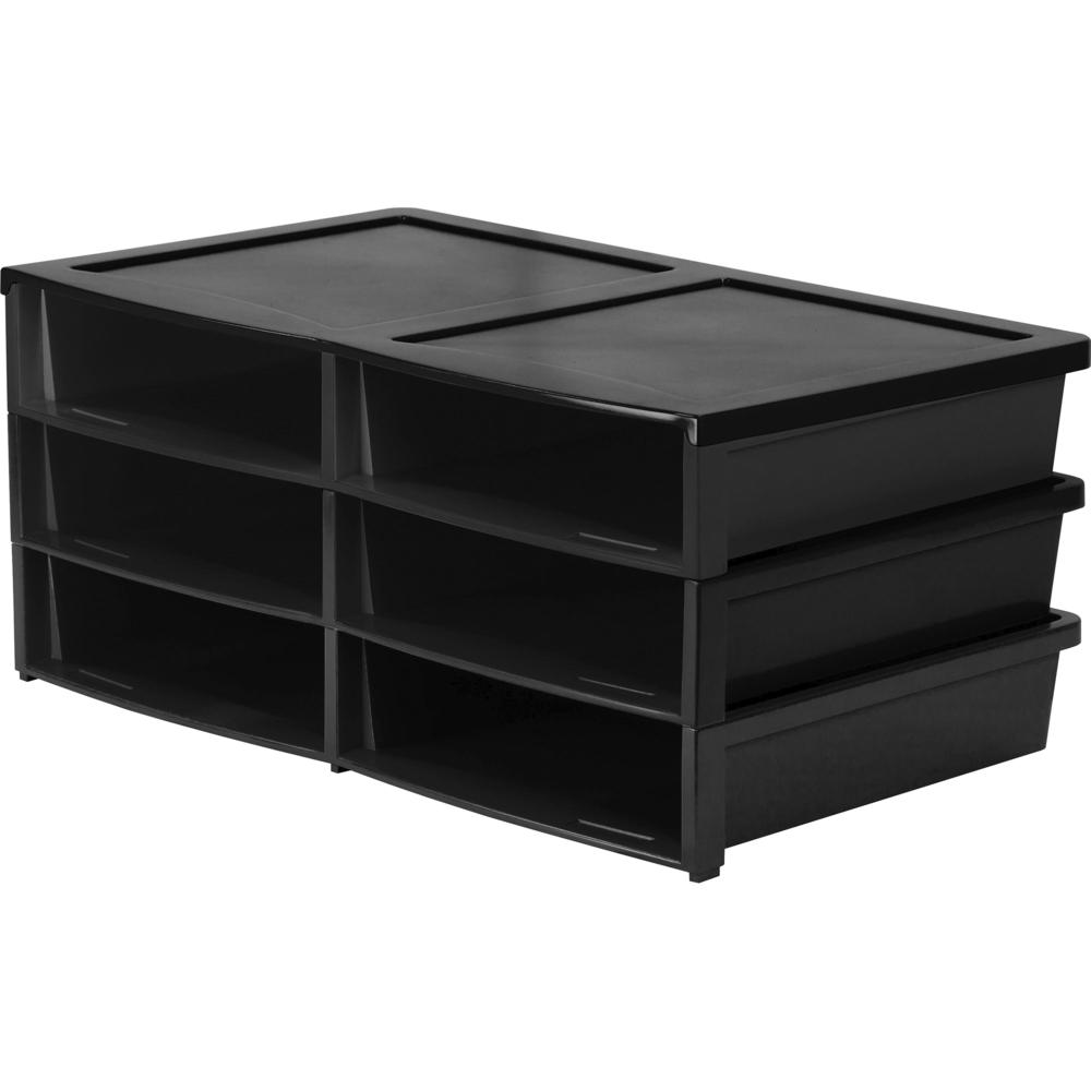Storex Quick Stack 6-sorter Organizer - 500 x Sheet - 6 Compartment(s) - Compartment Size 8.75" x 11.50" x 2" - 8.7" Height x 13.6" Width20.5" Length - Black - Plastic - 1 Each