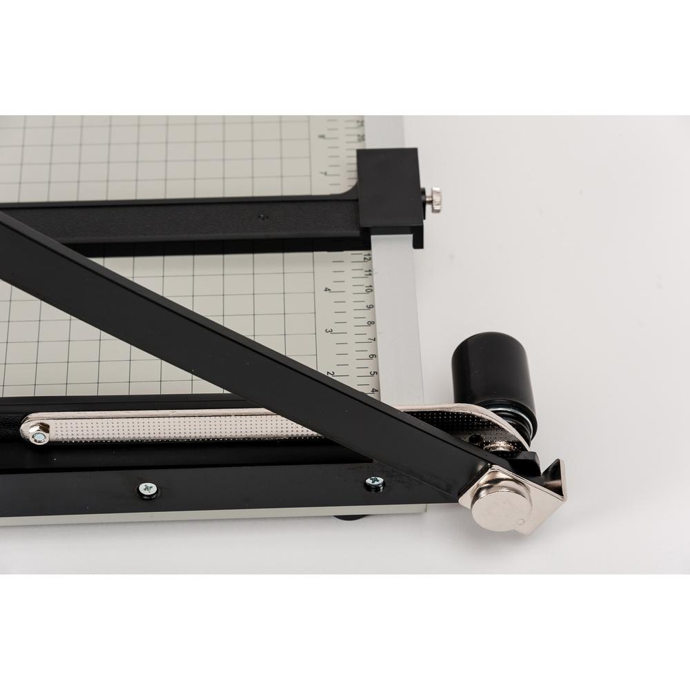 Dahle NA Vantage Guillotine Paper Trimmer - 15 Sheet Cutting Capacity - 12" Cutting Length - Sturdy, Spring-action Handle, Adjustable Back Stop, Alignment Grid - Metal - Gray - 10.3" Length - 1 / Cart