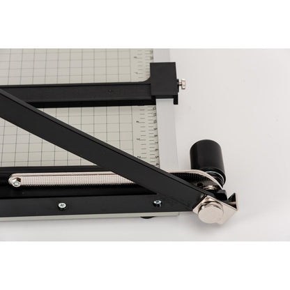 Dahle NA Vantage Guillotine Paper Trimmer - 15 Sheet Cutting Capacity - 12" Cutting Length - Sturdy, Spring-action Handle, Adjustable Back Stop, Alignment Grid - Metal - Gray - 10.3" Length - 1 / Cart