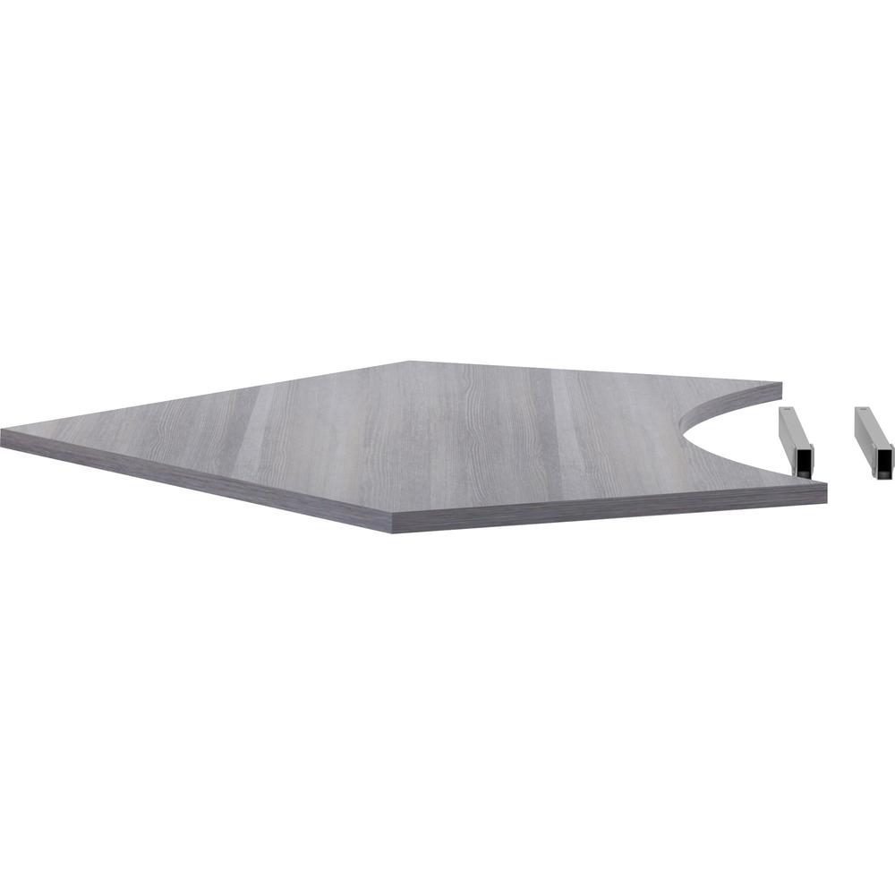 Lorell Relevance Series Curve Worksurface for 120 Workstations - Weathered Charcoal Laminate Rectangle Top - Contemporary Style - 47.25" Table Top Length x 34.13" Table Top Width x 1" Table Top Thickn