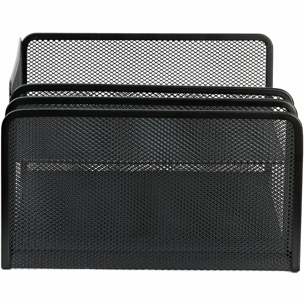 Lorell 4-Tier File Organizer - 4 Tier(s) - Horizontal/VerticalDesktop - Black - Steel Mesh - 1 Each