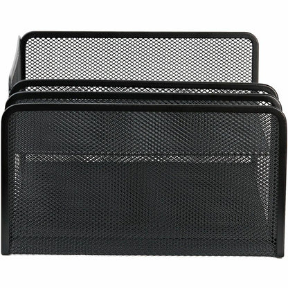 Lorell 4-Tier File Organizer - 4 Tier(s) - Horizontal/VerticalDesktop - Black - Steel Mesh - 1 Each