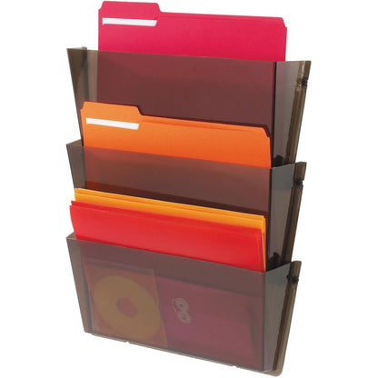 Deflecto Unbreakable DocuPocket - 3 Pocket(s) - 6.5" Height x 14.5" Width x 3" Depth - Unbreakable - Smoke - Plastic - 3 / Pack