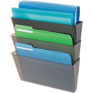 Deflecto Stackable DocuPocket Set - 3 Pocket(s) - 7" Height x 13" Width x 4" Depth - Stackable - Smoke - 3 / Set