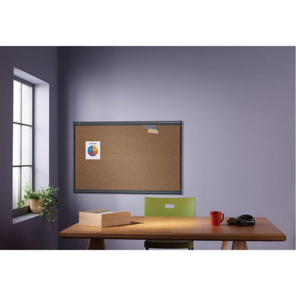 Quartet Prestige Bulletin Board - 36" Height x 48" Width - Brown Cork Surface - Self-healing, Durable - Graphite Frame - 1 Each