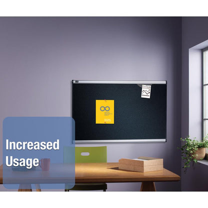 Quartet Prestige Embossed Bulletin Board - 24" Height x 36" Width - Black Foam Surface - Self-healing - Silver Aluminum Frame - 1 Each