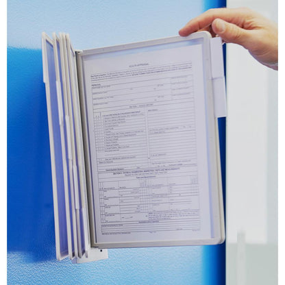 DURABLE&reg; SHERPA&reg; Wall Mounted Reference Display System - Wall Mountable - 10 Double Sided Panels - Letter Size - Anti-Reflective/Non-Glare - Gray