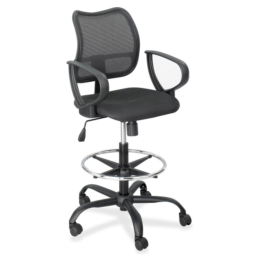Safco Vue Extended Height Mesh Chair - Black Polyester Seat - Nylon Back - 5-star Base - Black - 1 Each