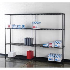 Lorell Industrial Wire Starter Shelving Unit - 36" x 24" x 72" - 4 x Shelf(ves) - 4000 lb Load Capacity - Black - Steel