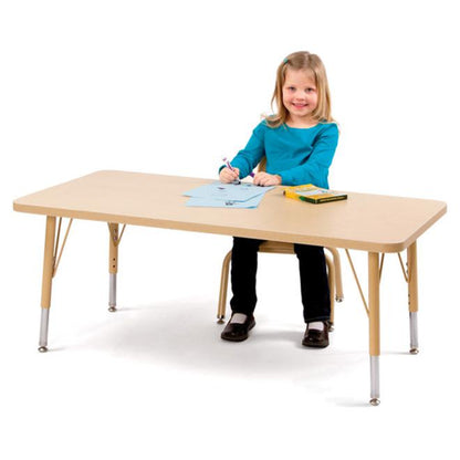 Jonti-Craft Berries Elementary Height Color Edge Rectangular Table - Gray Rectangle, Laminated Top - Four Leg Base - 4 Legs - Adjustable Height - 15" to 24" Adjustment - 60" Table Top Length x 30" Tab