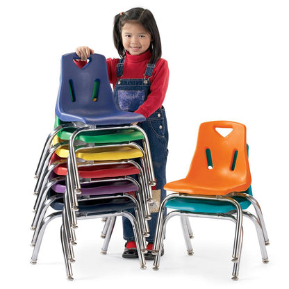 Jonti-Craft Berries Stacking Chair - Steel Frame - Four-legged Base - Navy - Polypropylene - 1 Each