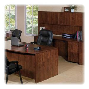 Lorell Essentials Series Bridge - 47.3" x 23.6" x 1" x 29.5" - Finish: Cherry, Laminate - Grommet, Modesty Panel