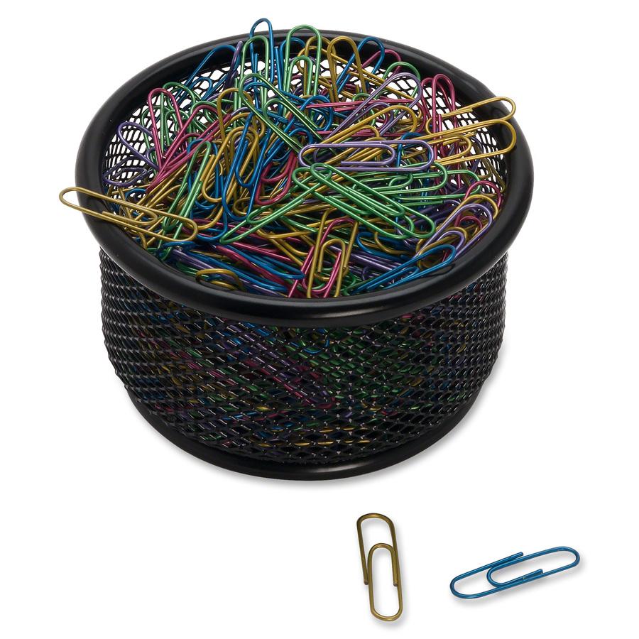 Lorell Mesh Wire Pencil Cup Holder - 3.8" x 2.1" x - Steel - 1 Each - Black