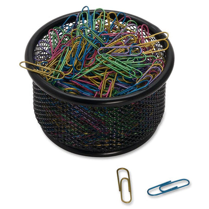 Lorell Mesh Wire Pencil Cup Holder - 3.8" x 2.1" x - Steel - 1 Each - Black
