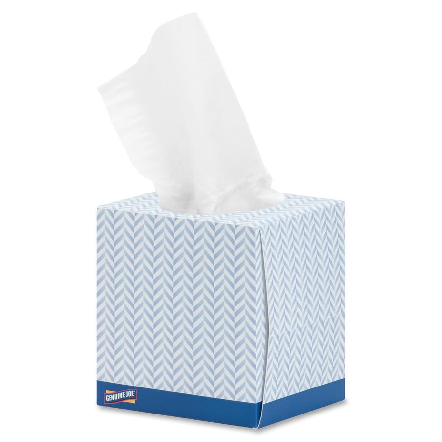 Genuine Joe Cube Box Facial Tissue - 2 Ply - Interfolded - White - 85 Per Box - 36 / Carton