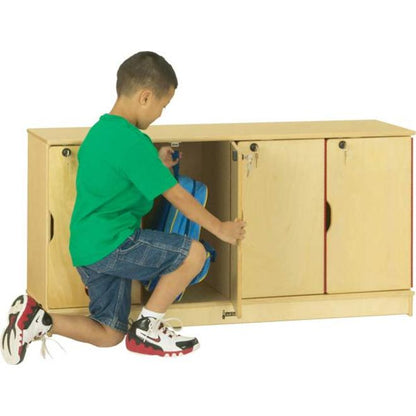 Jonti-Craft Single Stack 4-Section Student Lockers - 48.5" x 15" x 23.5" - Stackable, Lockable, Sturdy, Key Lock, Kick Plate - Wood Grain - Baltic Birch Plywood