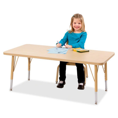 Jonti-Craft Berries Elementary Maple Top/Edge Rectangle Table - Laminated Rectangle, Maple Top - Four Leg Base - 4 Legs - Adjustable Height - 15" to 24" Adjustment - 72" Table Top Length x 30" Table T