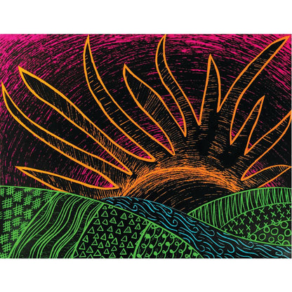 Creativity Street Now You See It! Etch Fluorscnt Brd - Craft - 50 Piece(s) - 11"Height x 8.50"Width - 50 / Pack - Fluorescent Red, Black, Fluorescent Orange, Fluorescent Green, Fluorescent Pink, Fluor