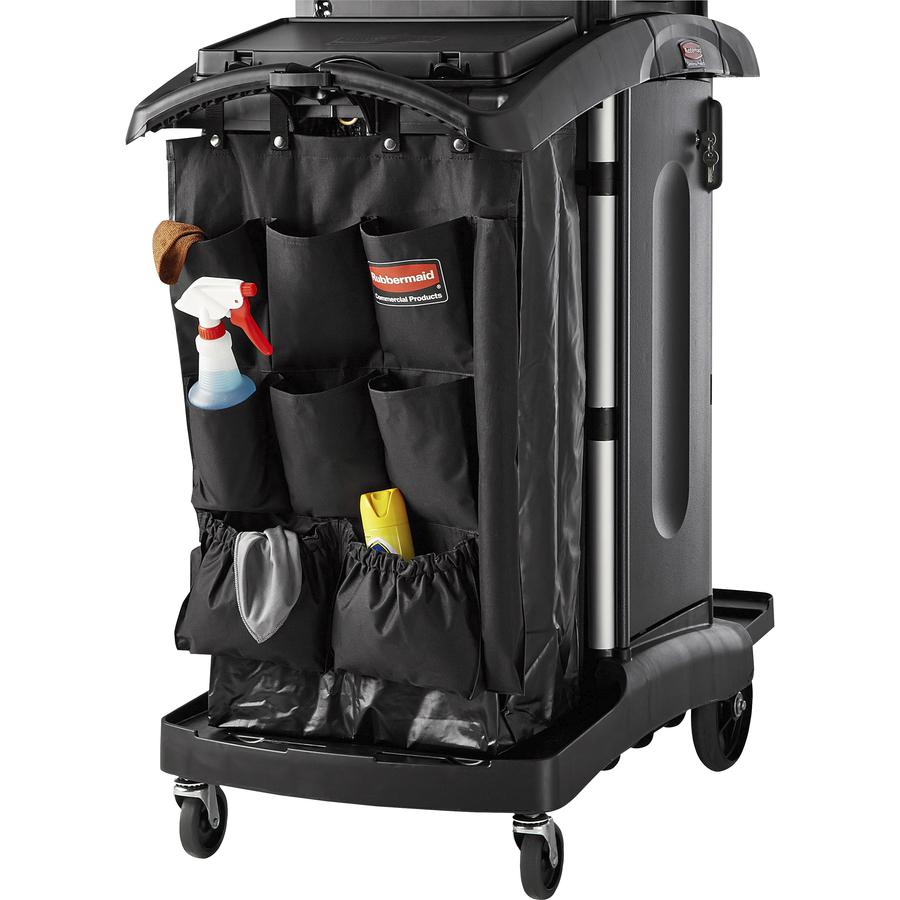Rubbermaid Commercial Janitor's Cart 9-pocket Hanging Organizer - 9 Pocket(s) - 28" Height x 19.8" Width x 1.5" Depth - Black - Fabric - 1 Each