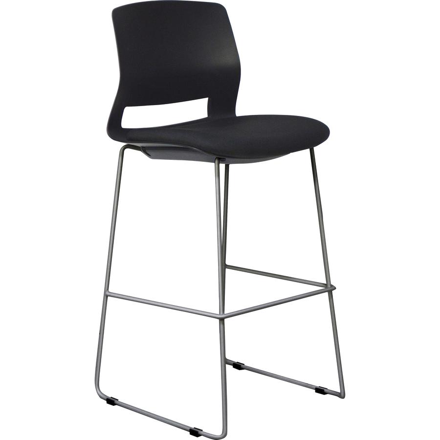 Lorell Arctic Series Bar Stools - Black Fabric, Foam Seat - Black Back - 2 / Carton
