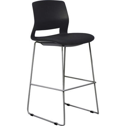 Lorell Arctic Series Bar Stools - Black Fabric, Foam Seat - Black Back - 2 / Carton