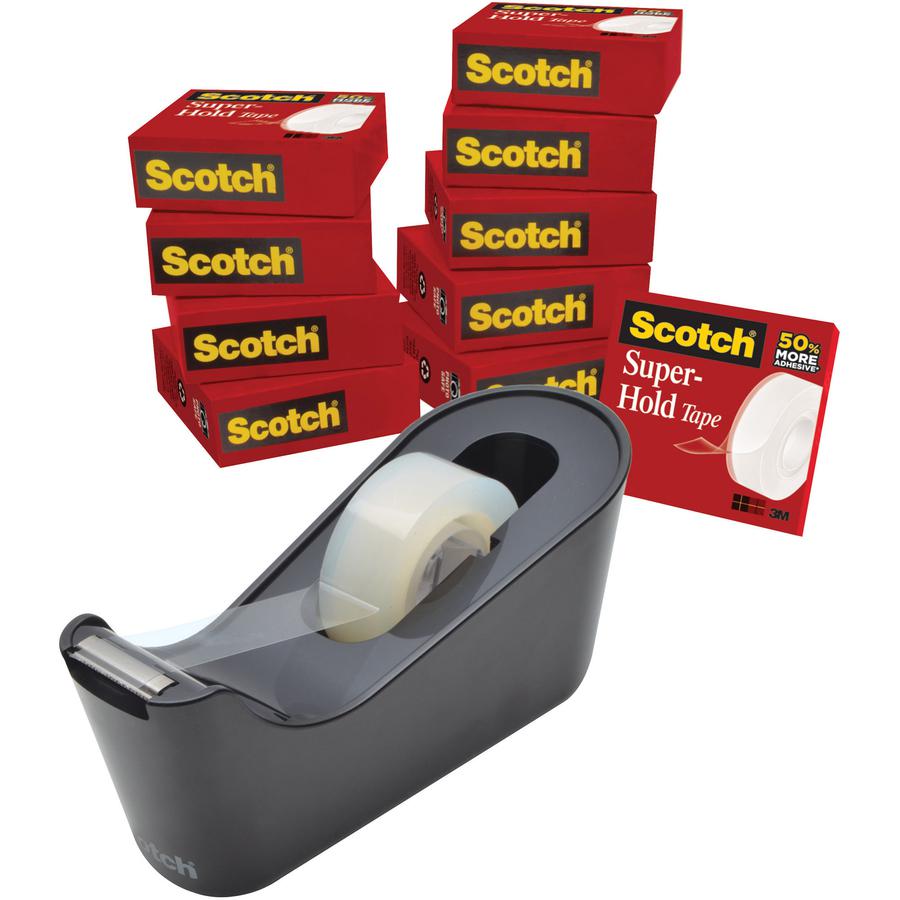 Scotch Super-Hold Tape - 27.78 yd Length x 0.75" Width - Dispenser Included - 10 / Pack - Clear