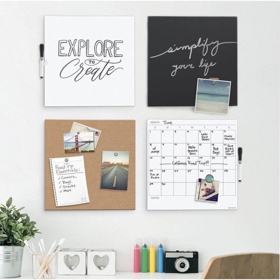 U Brands Magnetic Dry Erase Board - 14.7" Height x 14" Width - White Painted Steel Surface - Square - Horizontal/Vertical - 1 Each
