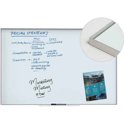 U Brands Frosted Glass Dry Erase Board - 23" (1.9 ft) Width x 35" (2.9 ft) Height - Frosted White Tempered Glass Surface - White Aluminum Frame - Rectangle - Horizontal/Vertical - 1 Each