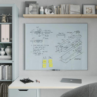 U Brands Frosted Glass Dry Erase Board - 35" (2.9 ft) Width x 47" (3.9 ft) Height - Frosted White Tempered Glass Surface - White Aluminum Frame - Rectangle - Horizontal/Vertical - 1 Each