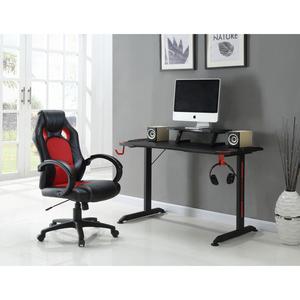 Lorell Gaming Desk - Powder Coated Base - 127 lb Capacity - 36" Height x 48" Width x 26" Depth - Assembly Required - Black - Medium Density Fiberboard (MDF), Polyvinyl Chloride (PVC), Melamine, Carbon