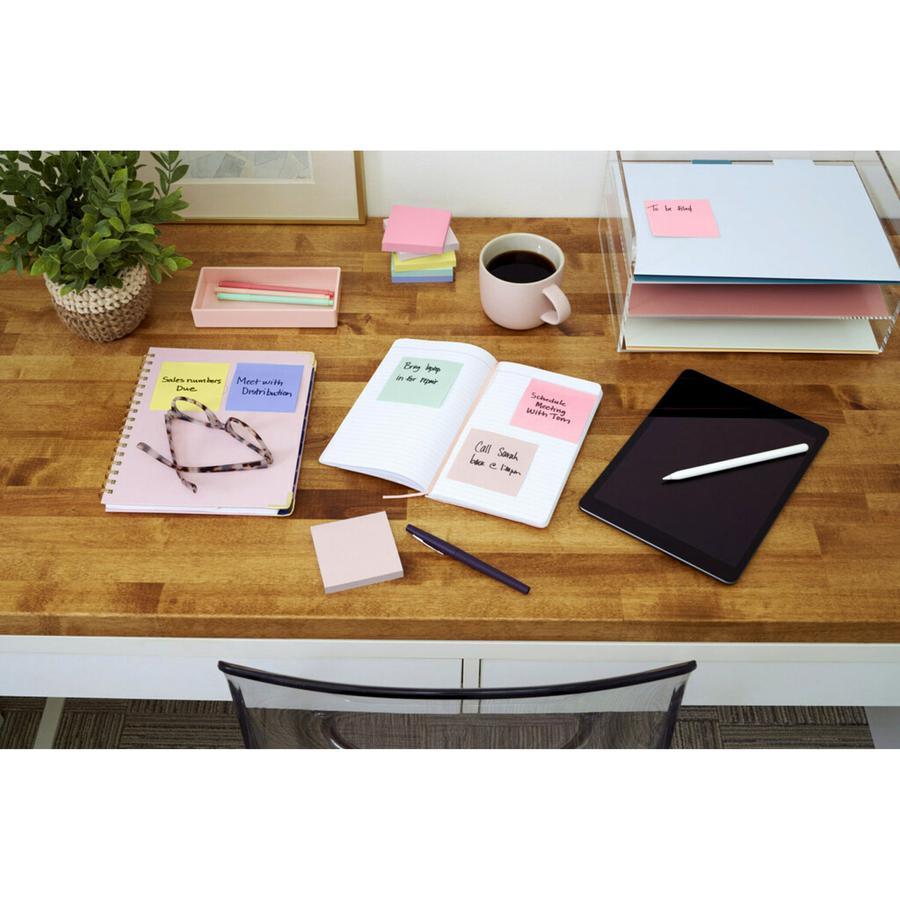 Post-it&reg; Greener Dispenser Notes - 3" x 3" - Square - 100 Sheets per Pad - Positively Pink, Fresh Mint, Moonstone - Paper - Self-stick, Removable, Recyclable, Pop-up, Residue-free, Eco-friendly -