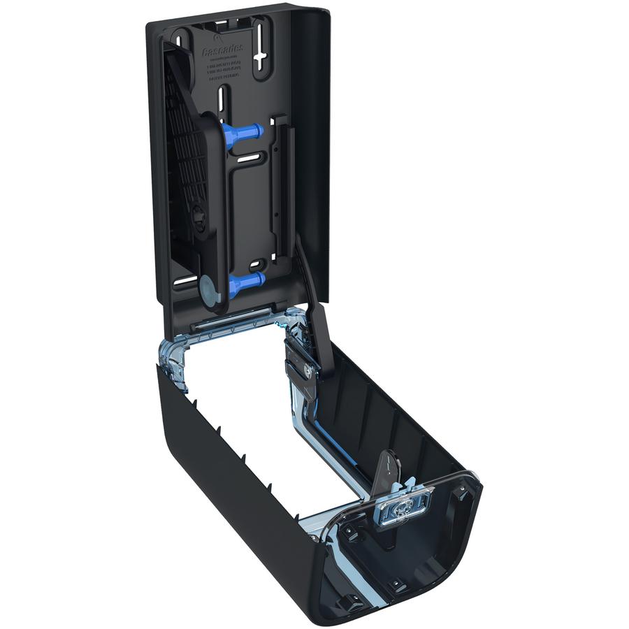 Cascades PRO Tandem DHC Bath Tissue Dispenser - Touchless Dispenser - 2220 x Sheet - 12" Height x 6.6" Width x 7" Depth - Dark Gray - Hygienic, Jam-free, Key Lock - 1 Each