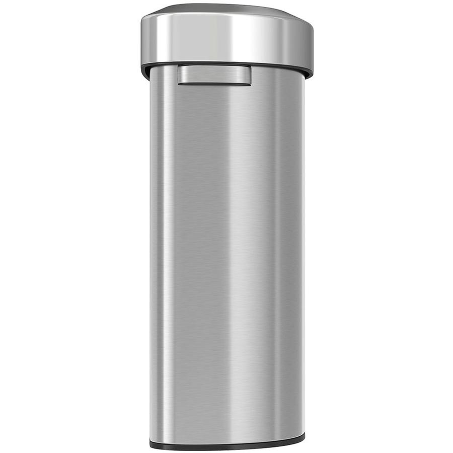 HLS Commercial Semi-Round Open Top Trash Can - 23 gal Capacity - Half-round - Fingerprint Proof, Smudge Resistant, Durable, Handle - 33" Height x 12.4" Width x 19.8" Depth - Stainless Steel - Silver -