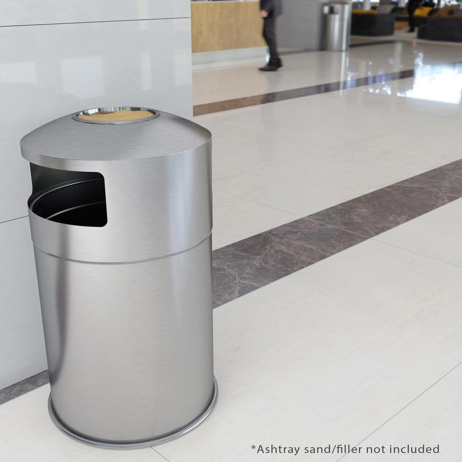HLS Commercial 50-Gallon Dual Side-Entry Trash Can - 50 gal Capacity - Round - Durable, Compact, Smudge Resistant, Ash Pan, Fingerprint Proof - 40.2" Height x 21.7" Width x 21.7" Depth - Stainless Ste
