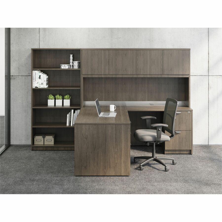 Lorell Prominence 2.0 Left Return - 48" x 24"29" , 1" Top, 0.1" Edge - 2 x File Drawer(s) - Band Edge - Material: Particleboard - Finish: Gray Elm, Thermofused Melamine (TFM), Laminate