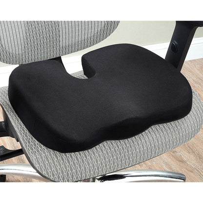 Lorell Butterfly-Shaped Seat Cushion - 17.50" x 15.50" - Fabric, Memory Foam, Silicone - Butterfly - Comfortable, Ergonomic Design, Durable, Machine Washable, Zippered, Anti-slip - Black - 1Each