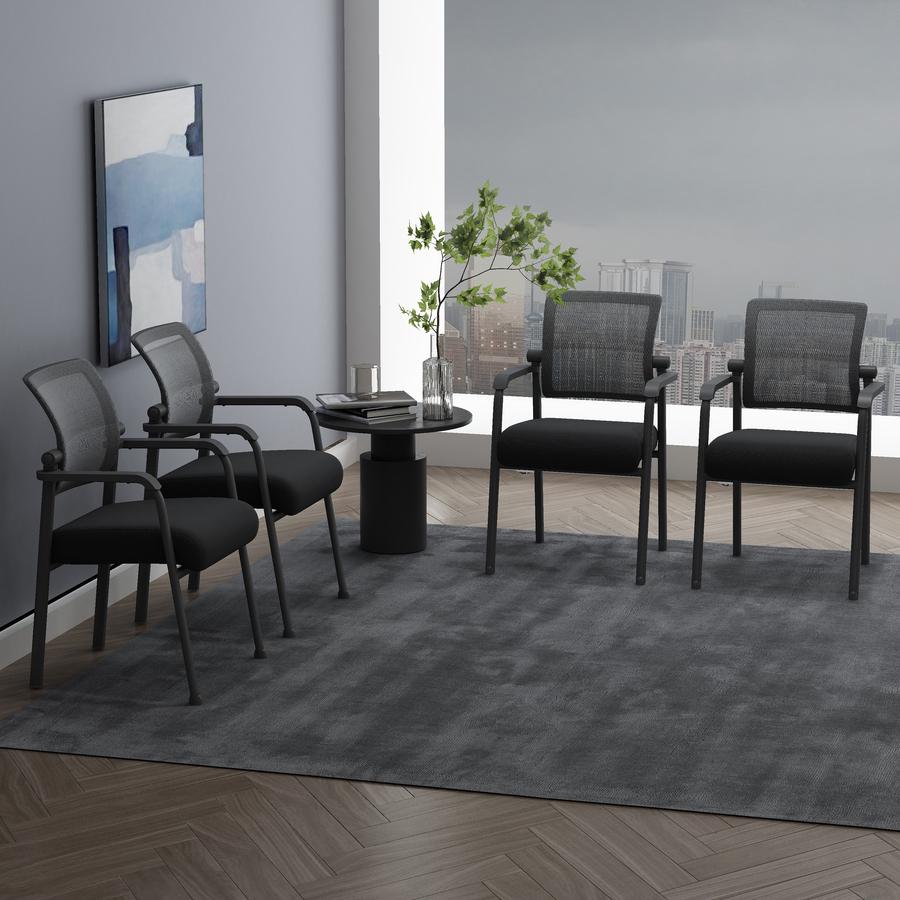 Boss Mesh 4-Legged Guest Chair - Black Seat - Black Mesh Back - Tubular Steel Frame - Four-legged Base - 1 / Carton