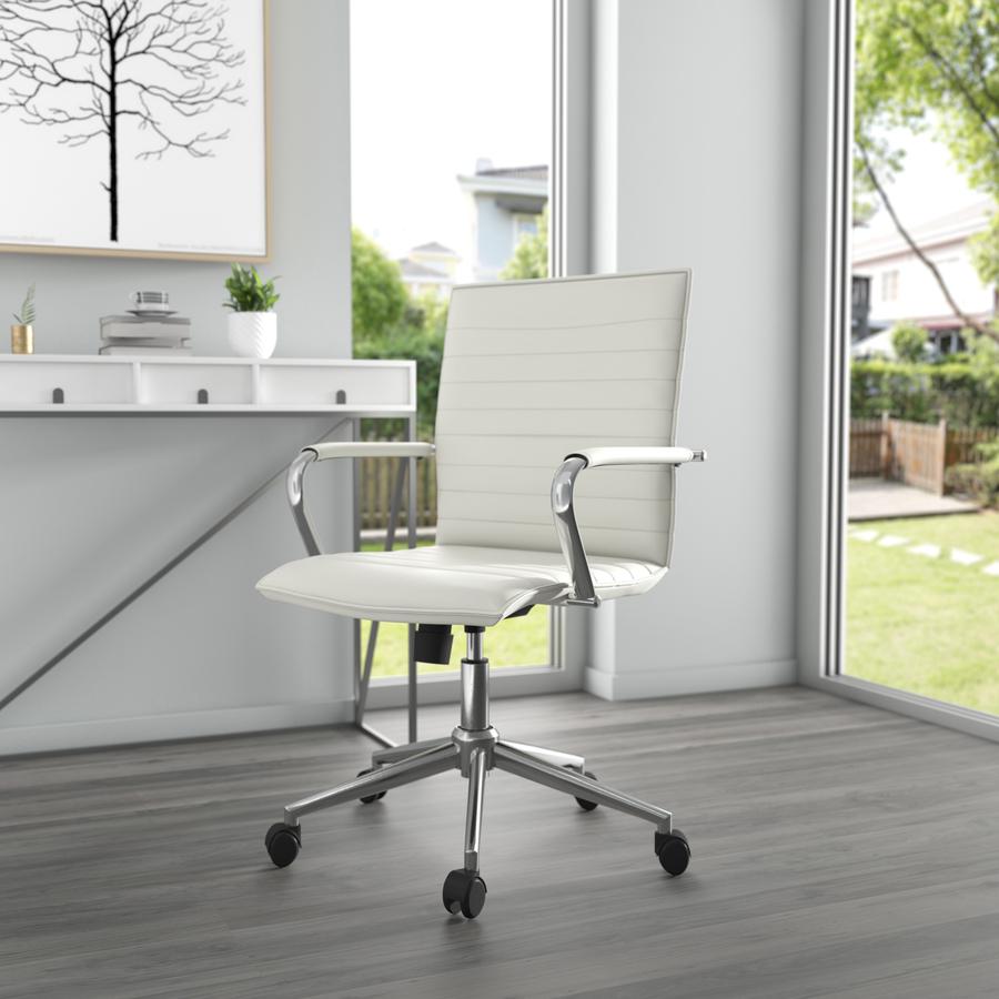 Boss Hospitality Task Chair w/ Arms - White Vinyl Seat - White Vinyl Back - 5-star Base - Armrest - 1 / Carton