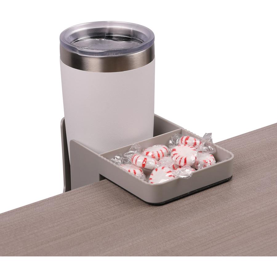 Deflecto Standing Desk Cup Holder - 3.5" Height x 3.9" Width x 7" Depth - Cup Holder, Durable, Spill Resistant, Portable, Spring Loaded - Gray - Acrylonitrile Butadiene Styrene (ABS) - 1 Each