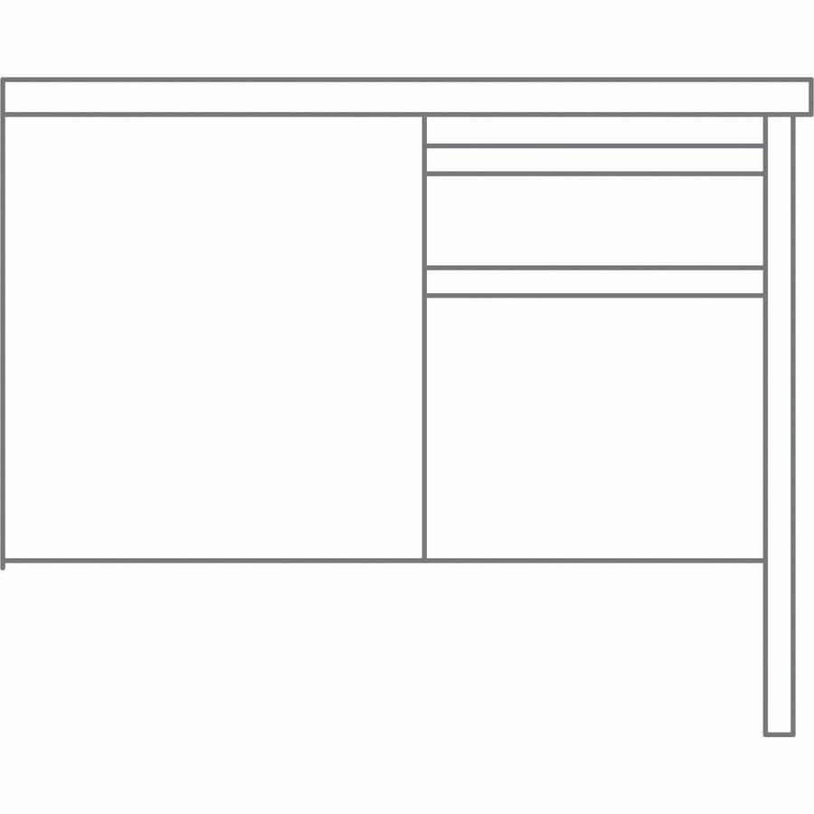 Lorell Fortress Series Right-Pedestal Return - Rectangle Top - 42" Table Top Width x 24" Table Top Depth x 1.12" Table Top Thickness - 29.50" HeightAssembly Required - Oak, Oak Laminate, Putty - Steel